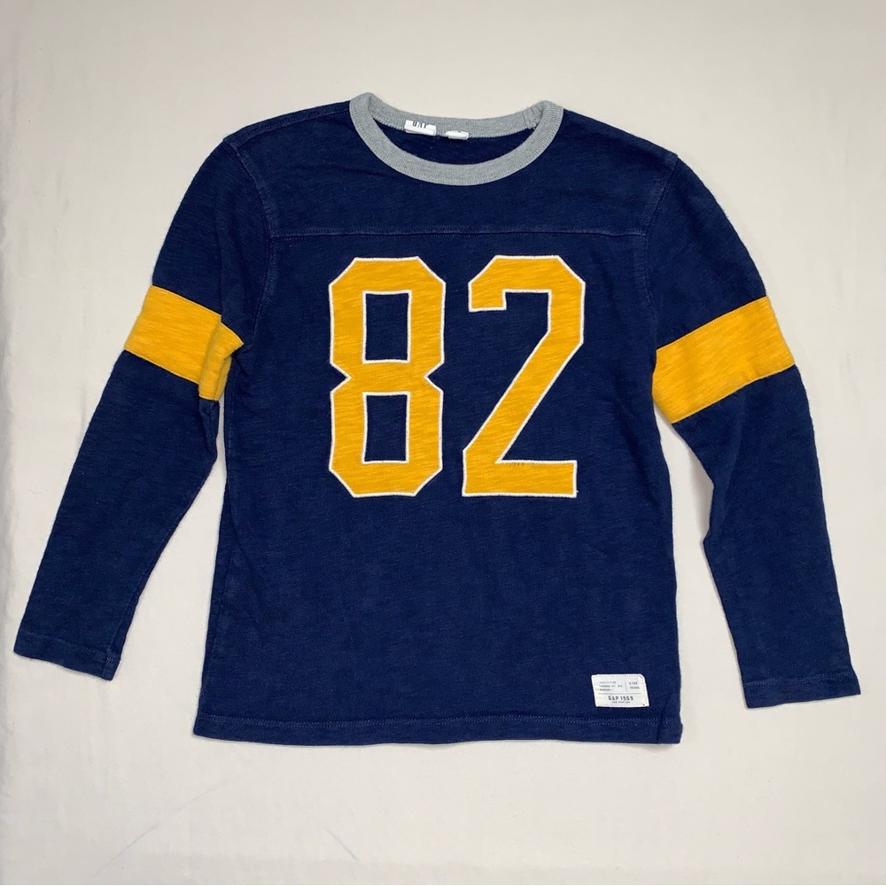 GAP Rugby Polo Shirt Boys 8 Preppy Blue Long Sleeve Top Fall Winter School Play